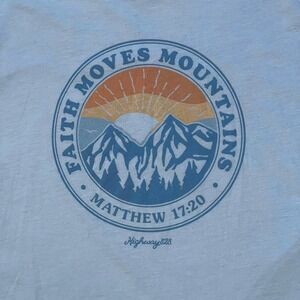 Bella Canvas Blue Faith Moves Mountains T-Shirt Jesus Tee Size 2XL